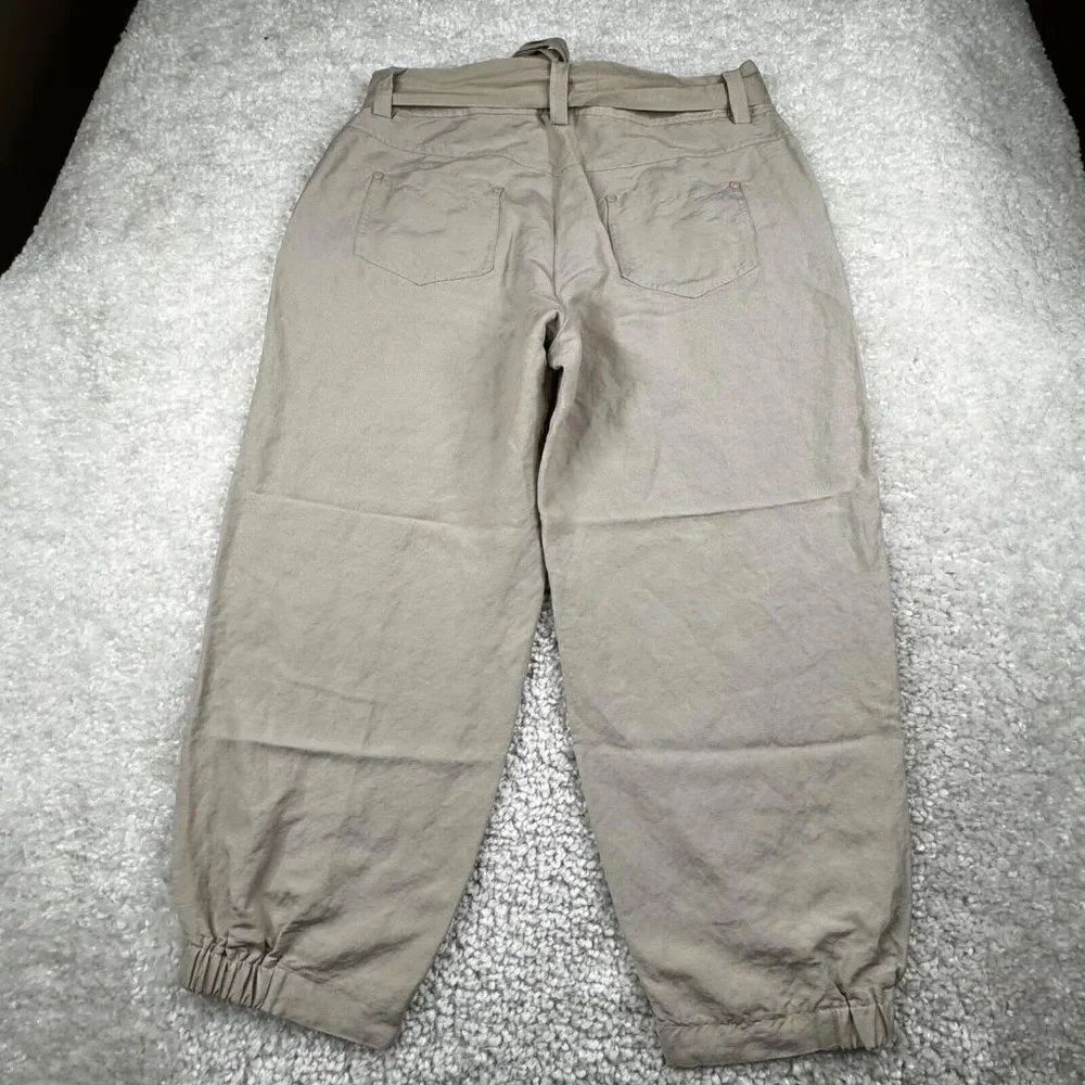 Sandro Linen Blend Barrel Drawstring Pants Beige - Picture 2 of 10